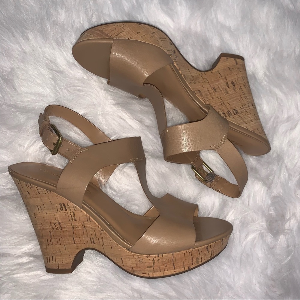 Franco Sarto leather cork wedge size 8.5 brand new